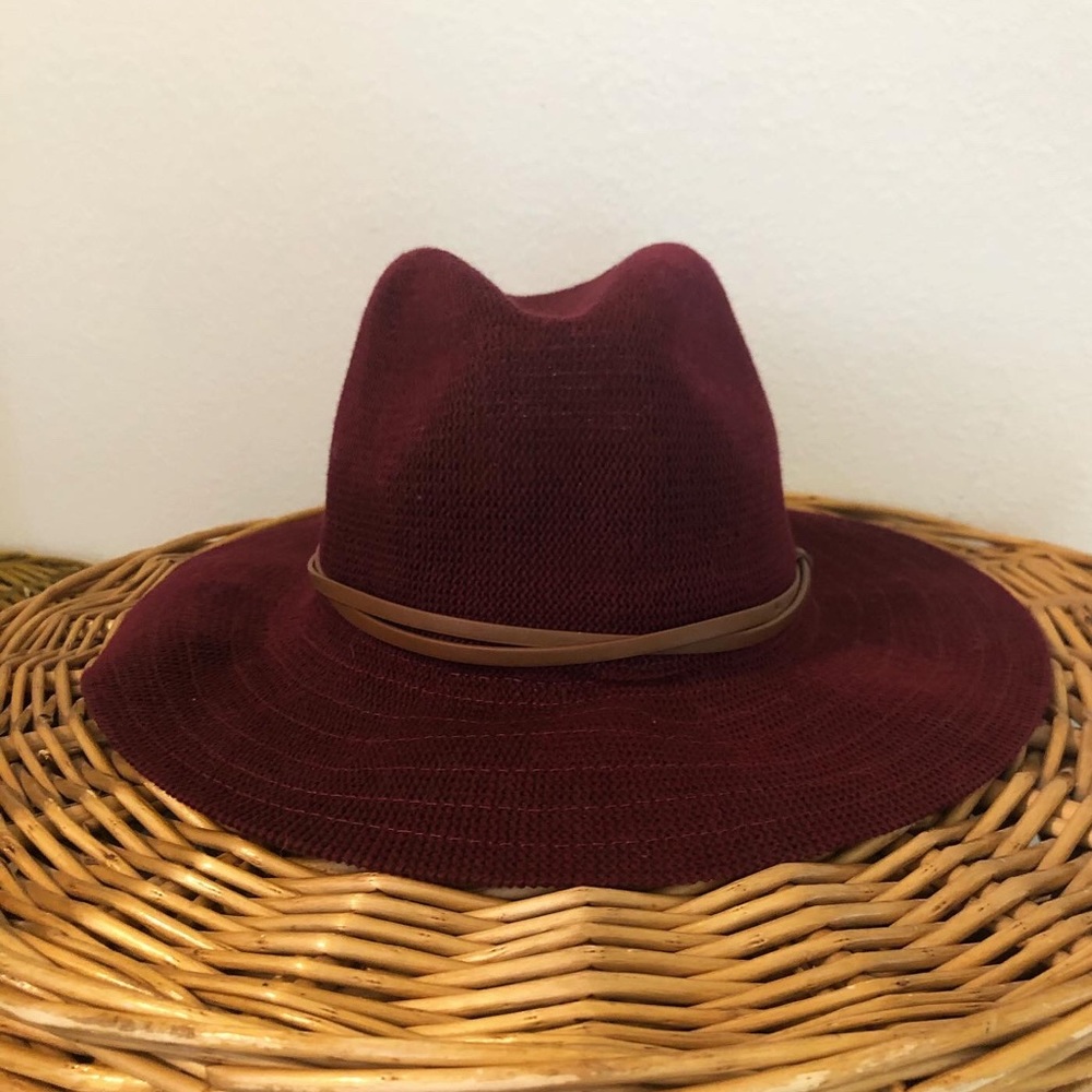 deep red anthropologie hat
